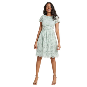 Mint Green Lace Fit-and-Flare Dress